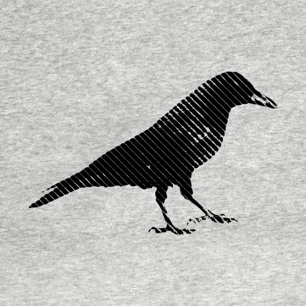 Minimalist Black and White Crow by NorthOfLongIsland